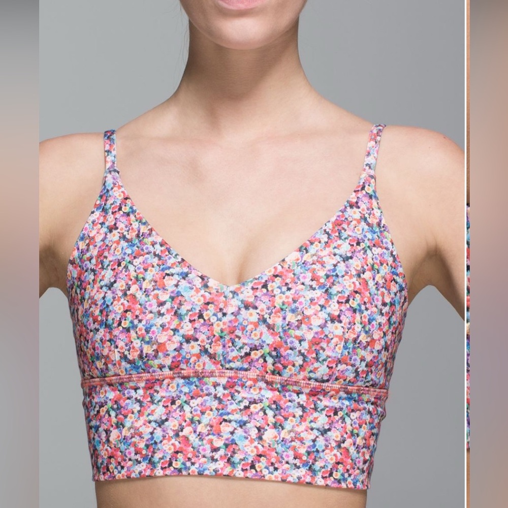 EUC Lululemon Solo Bra *Luon Prism Petal Multi Orange Floral- Size 8 - Picture 1 of 10